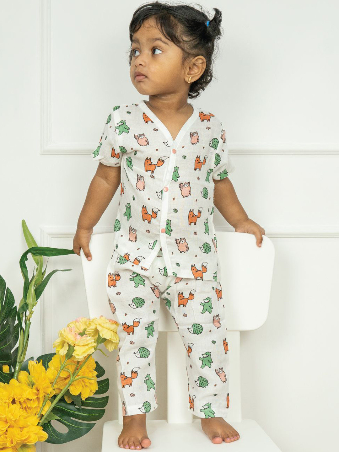 A Toddler Thing Kids Half Sleeve Muslin Sleepsuit - 1-2  Years