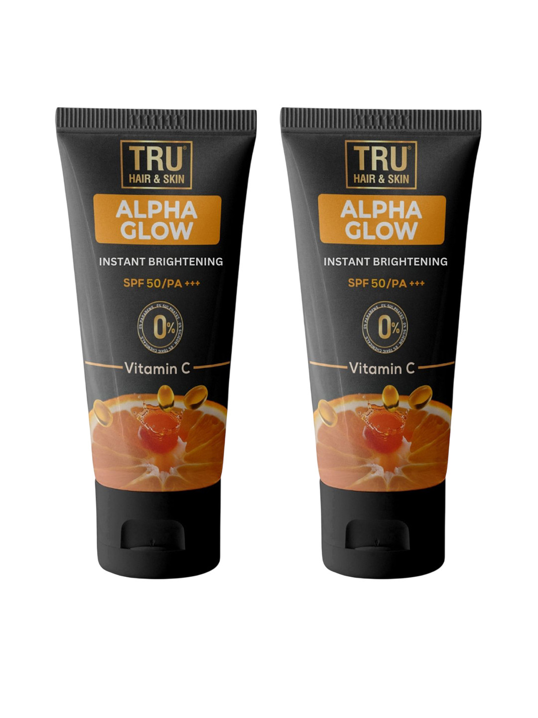 TRU HAIR & SKIN Set of 2 Alpha Glow Instant Brightening SPF 50 Sunscreen - 50 ml each