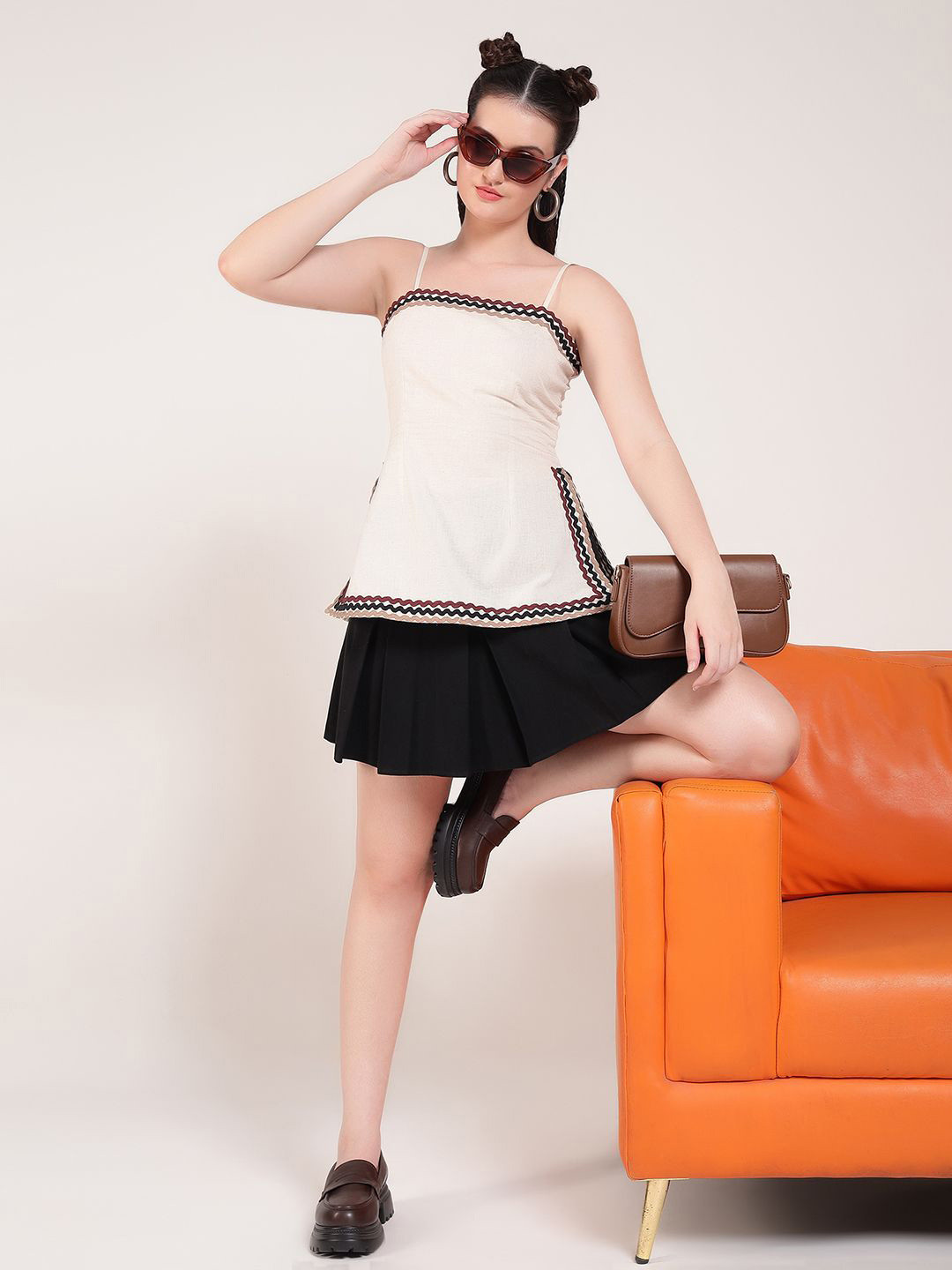 Vibes by Deebaco  Women Embroidered Side Slit Cotton Top