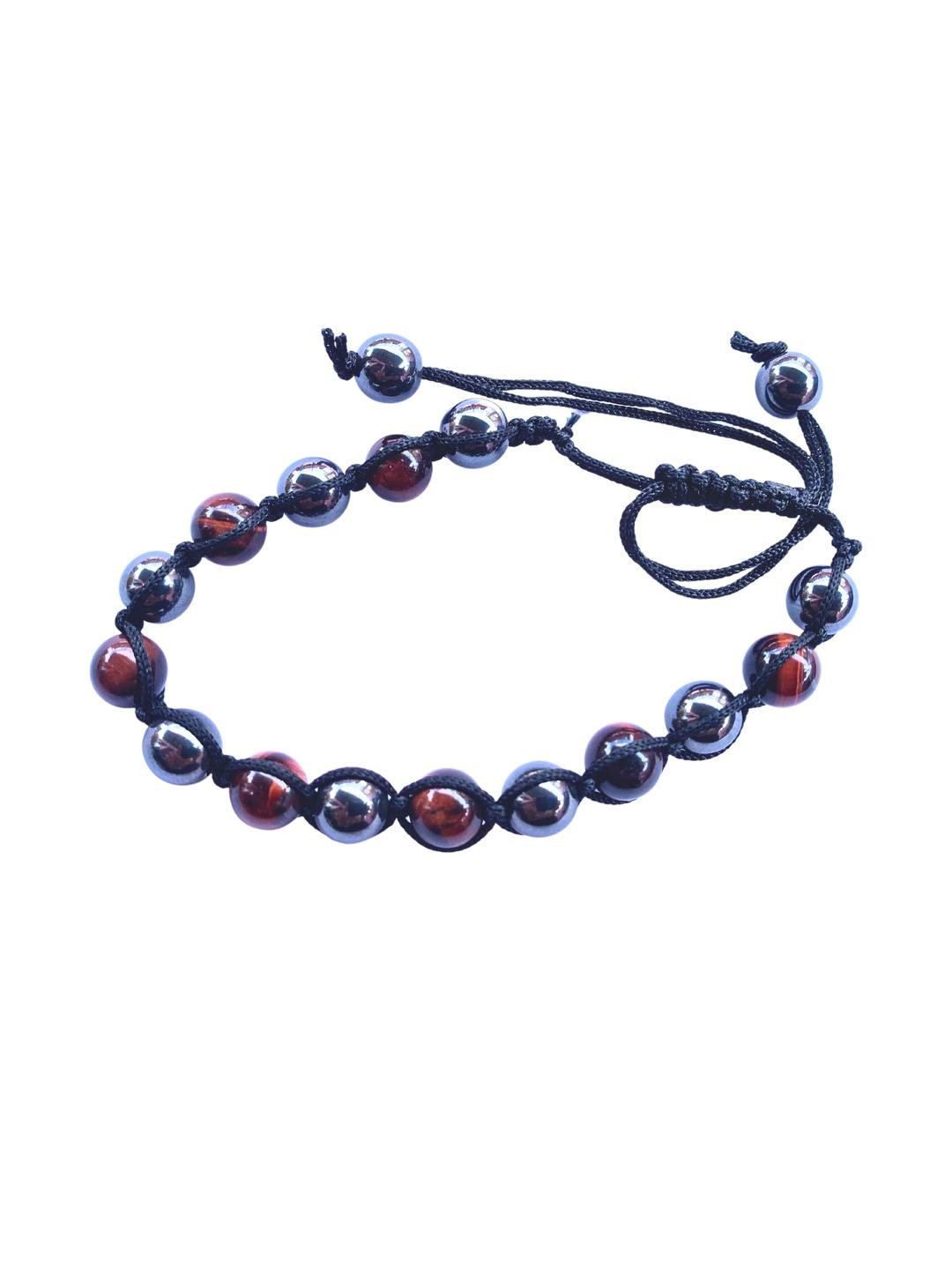 Apnisanskriti Unisex Hematite Red Tiger Eye Stone Bracelet Designer Thread