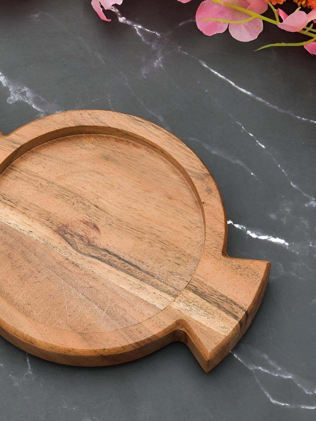 Myntra Elegant Homes Wood Double Handle Food Platter
