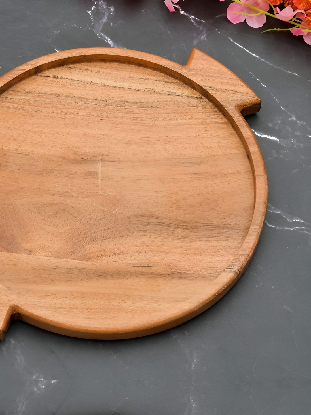 Myntra Elegant Homes Brown Double Handle Wooden Easy to Clean Food Platter