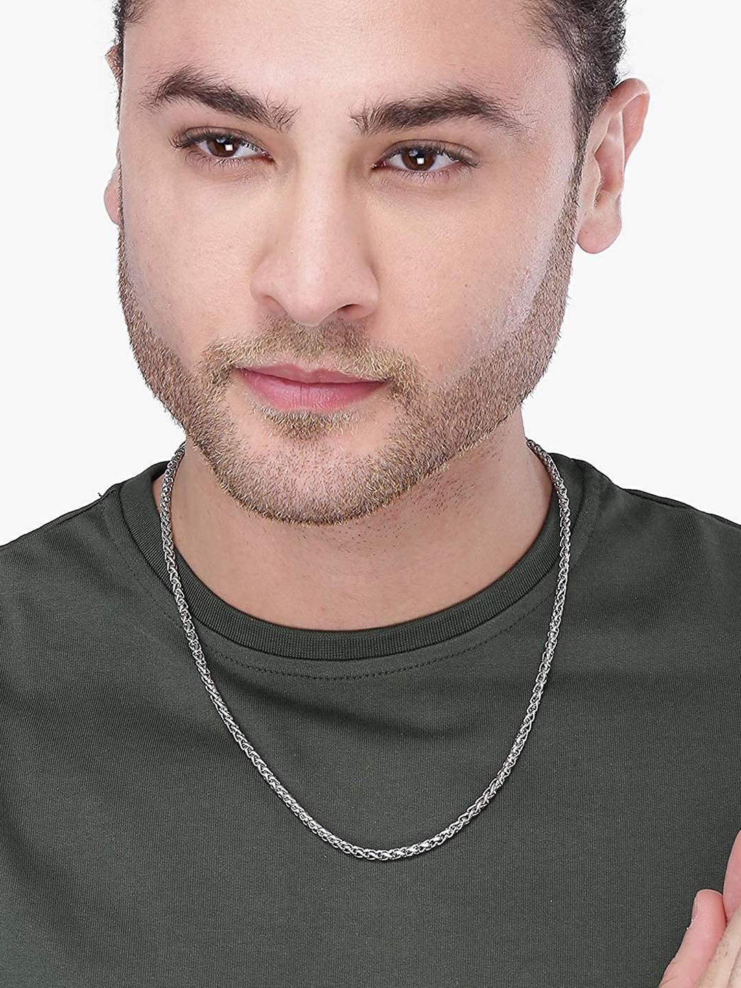 Crazy Fashion Men Silver-Plated Chain