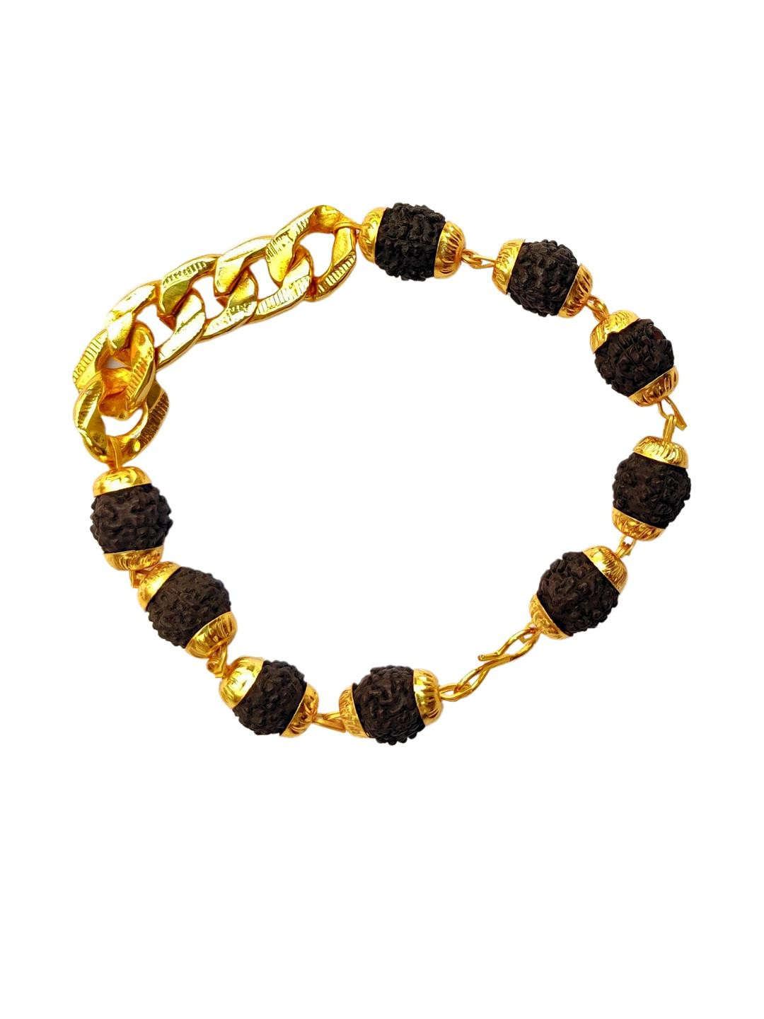 Apnisanskriti Unisex Black Rudraksha Golden Bracelet
