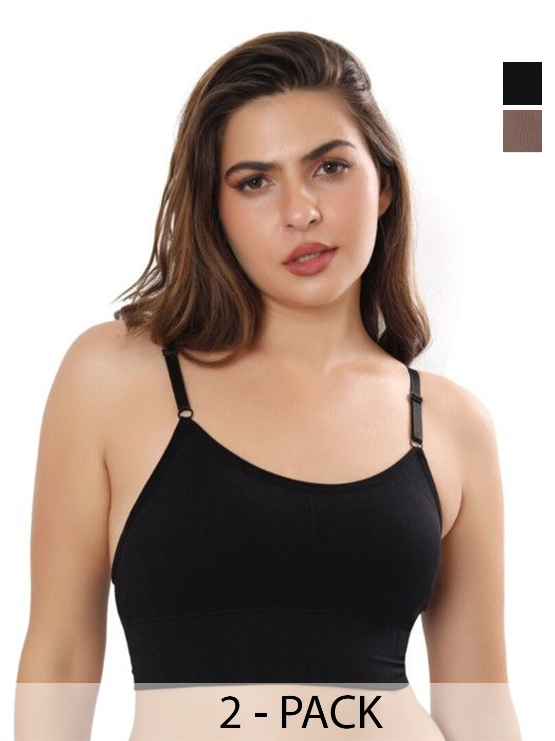 CALBONE Women Pack of 2 Full Coverage Rapid-Dry Non-Wired Camisole Bra