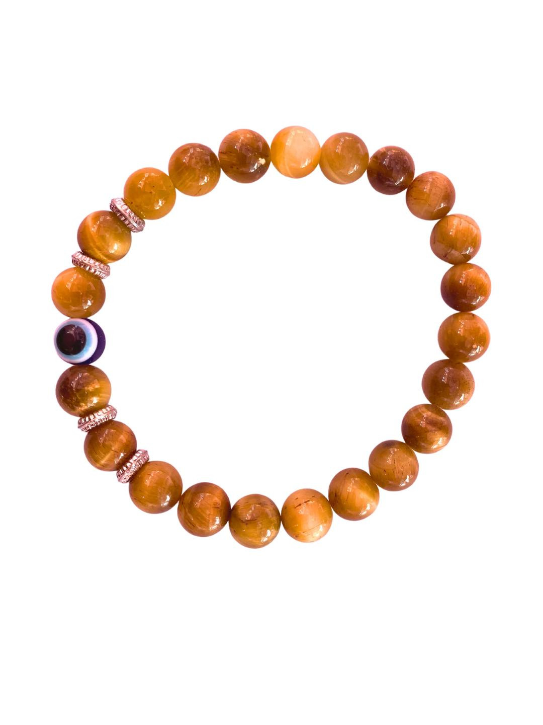 Apnisanskriti Unisex Evil Eye Yellow Tiger Eye Stone Bracelet