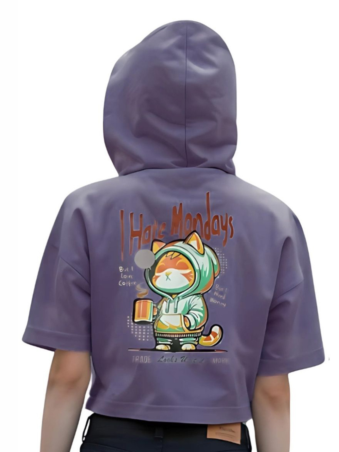 Looks United Women Graphic Print Hooded Cotton Crop Top