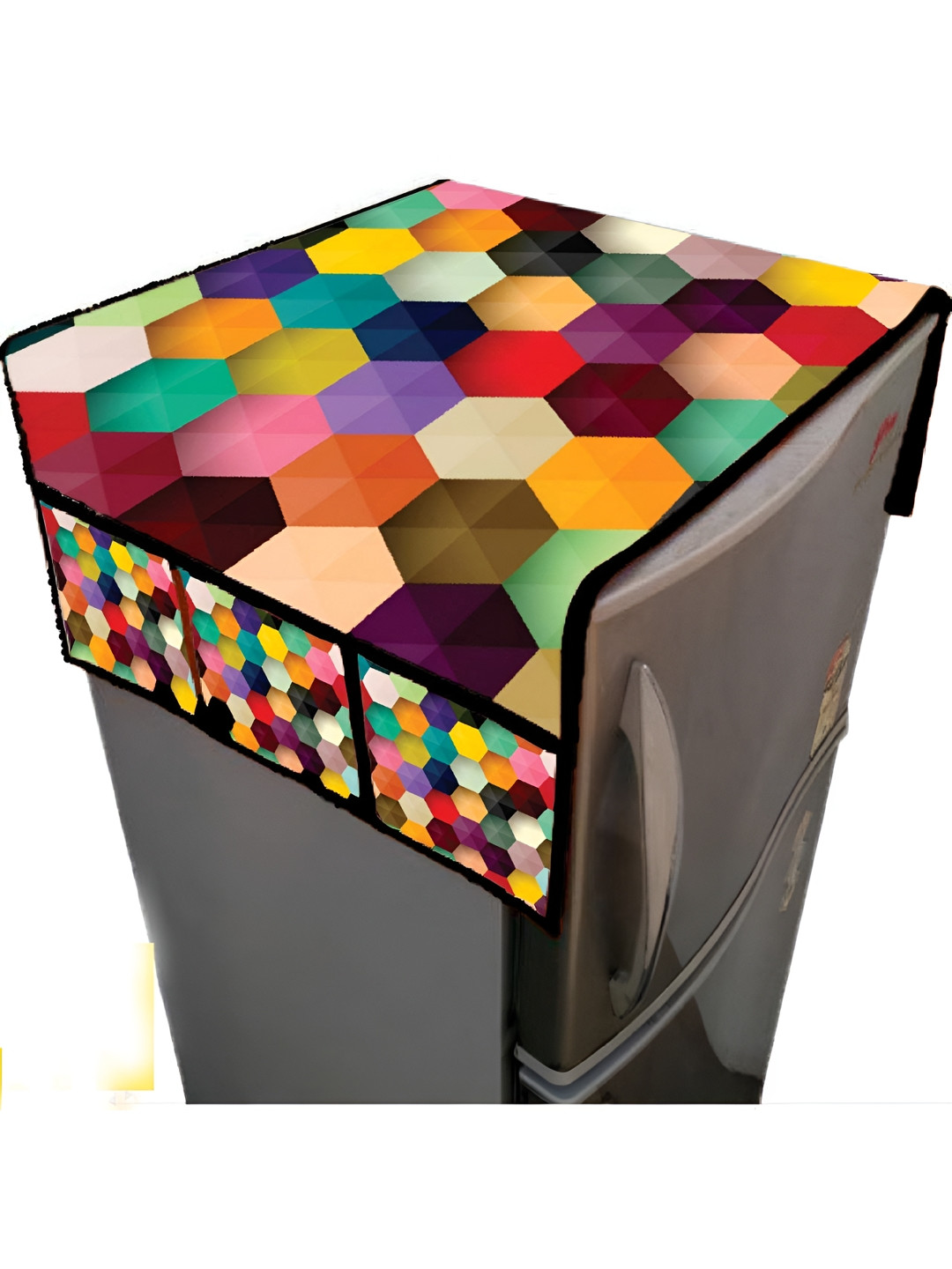 AAZEEM Yellow & Green Printed Waterproof FridgeTopCover