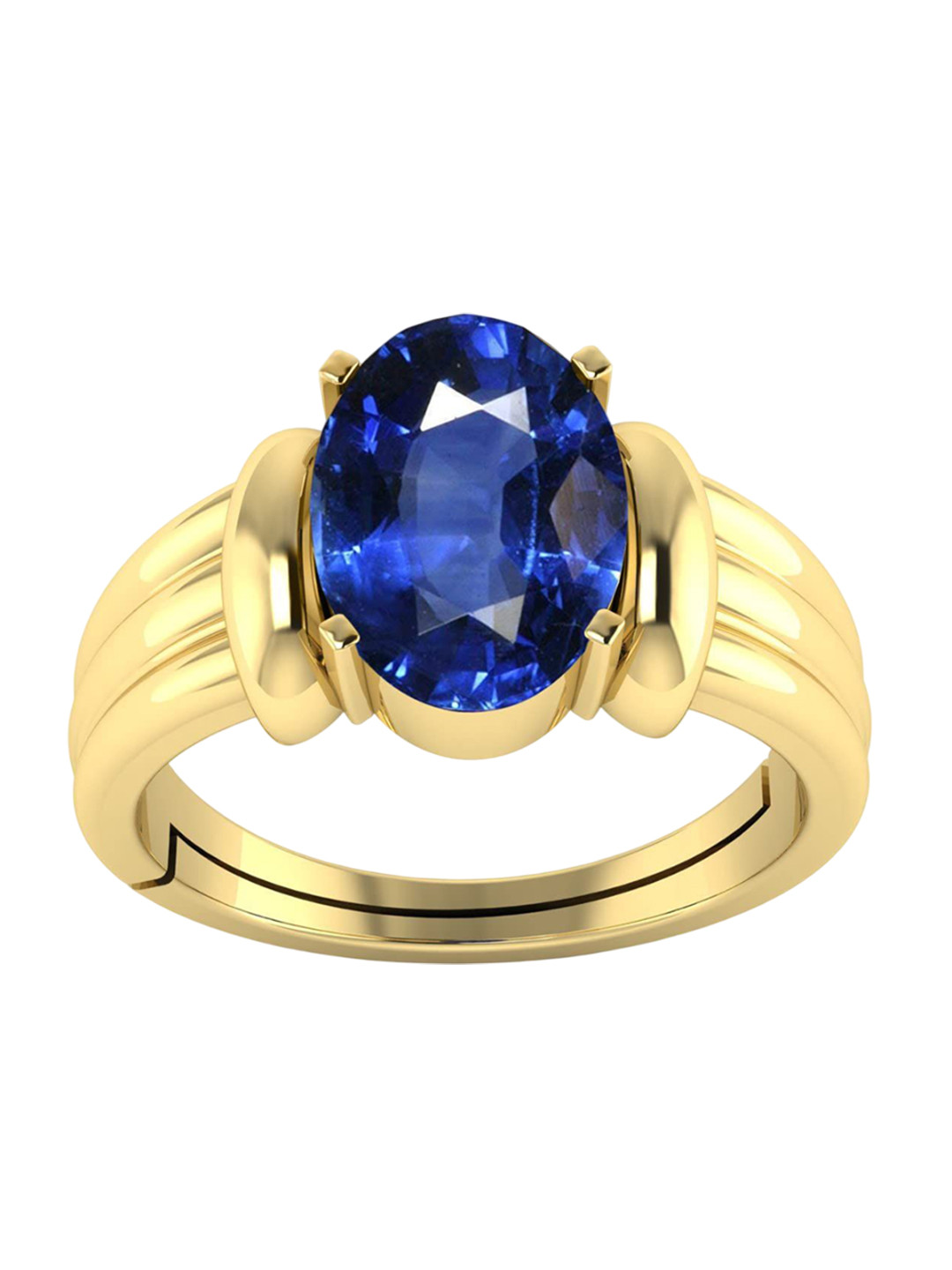 RSPR 4.25 Ratti 3.72 Carat Neelam Blue Sapphire Stone Studded Adjustable Finger Ring