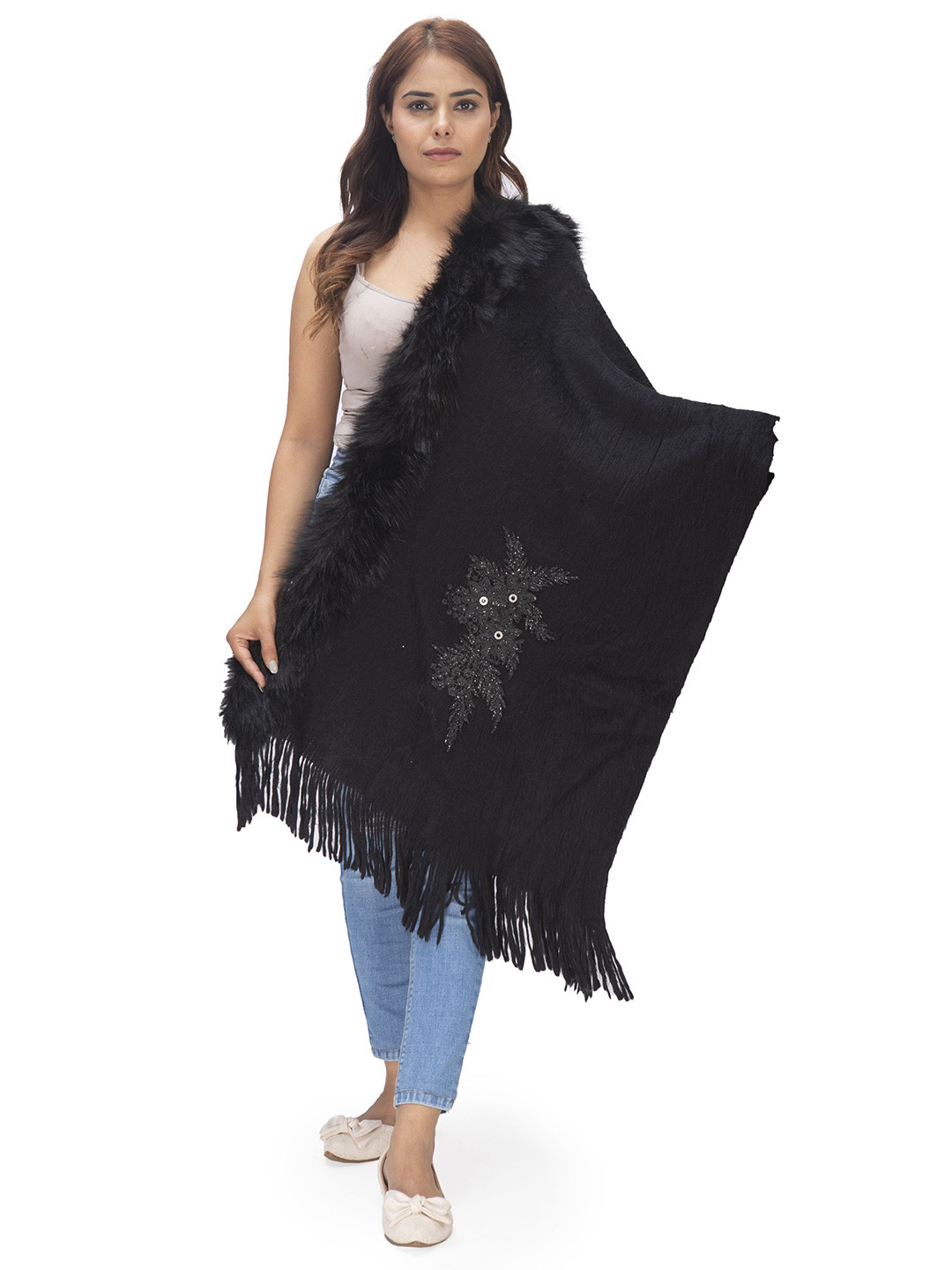 Manra Women Floral Woven Design Shawl