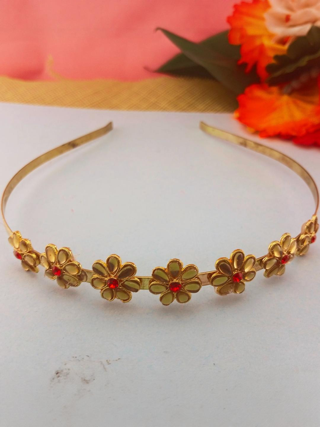 Vidhya Kangan Gold-Plated Stone Studded Sheeshphool