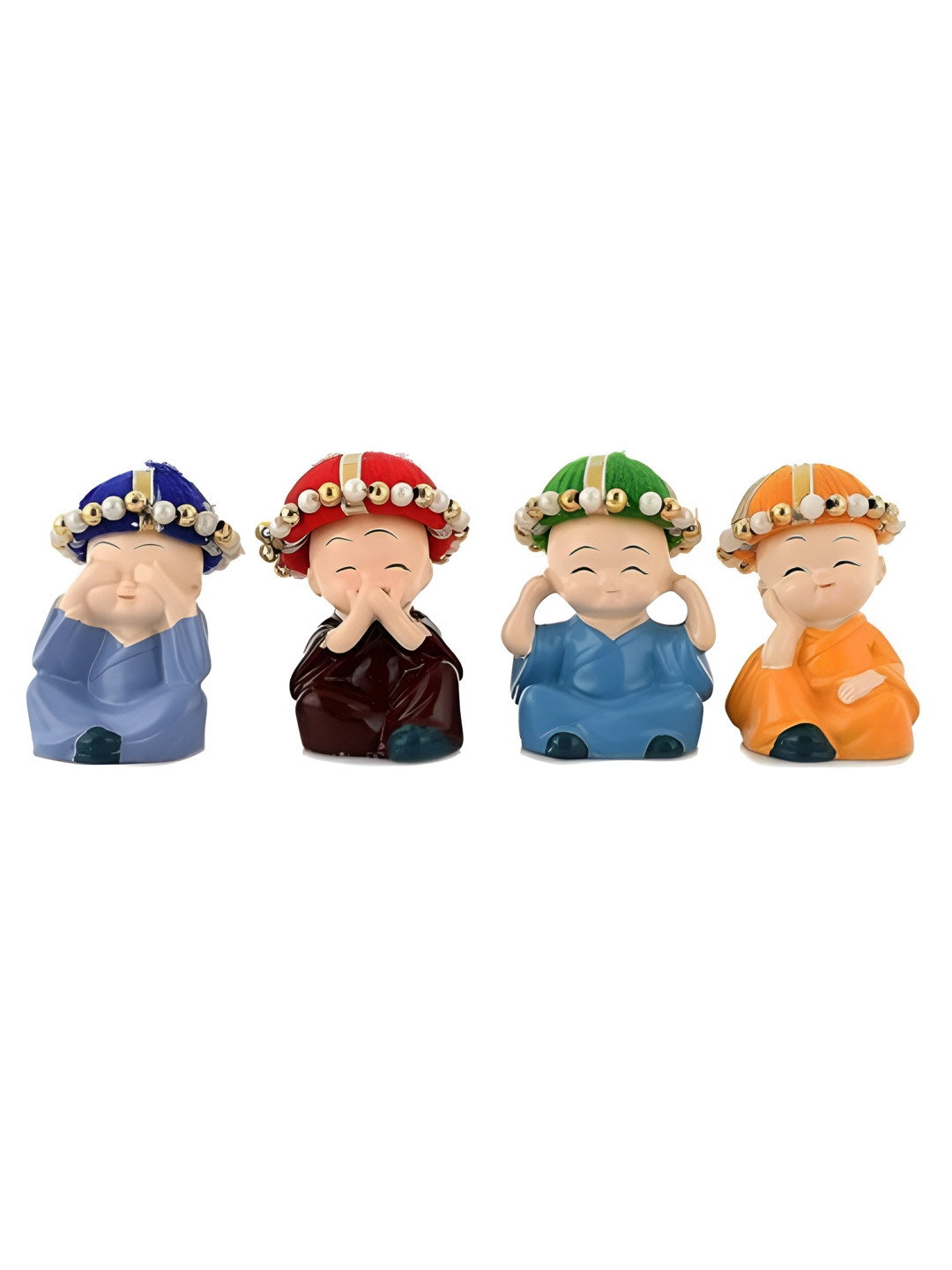 Aura Beige & Yellow 4 Pieces Monks Showpiece