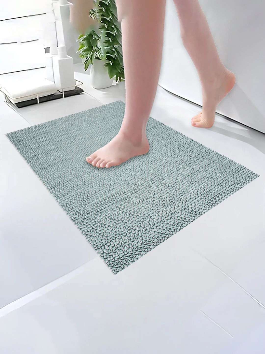 Myntra Elegant Homes Grey Pattern 110 GSM PVC Rubber Bath Rugs