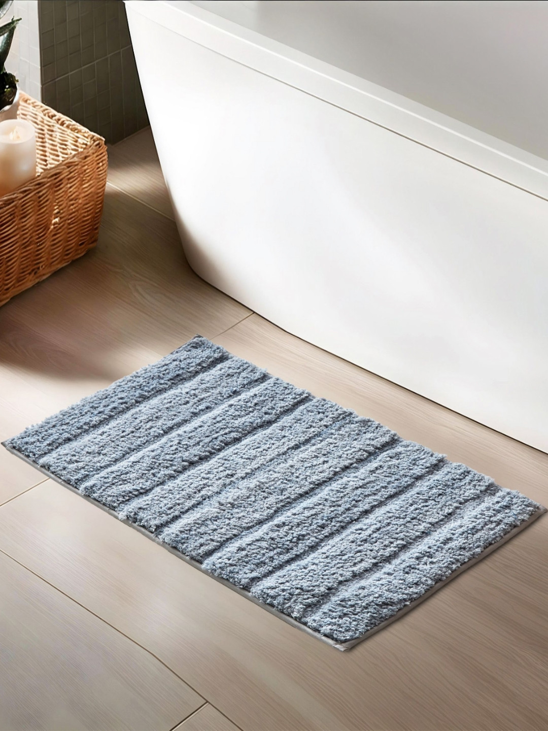 Home Centre Grey Essence Plush Anti-Slip Bath Mat