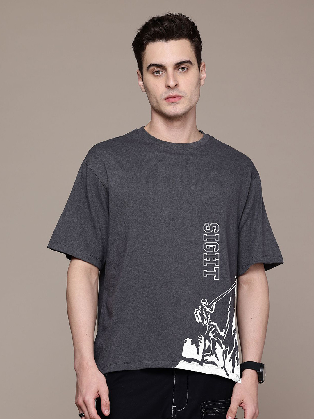 Moda Rapido Men Graphic Printed Round Neck Cotton Oversized T-shirt