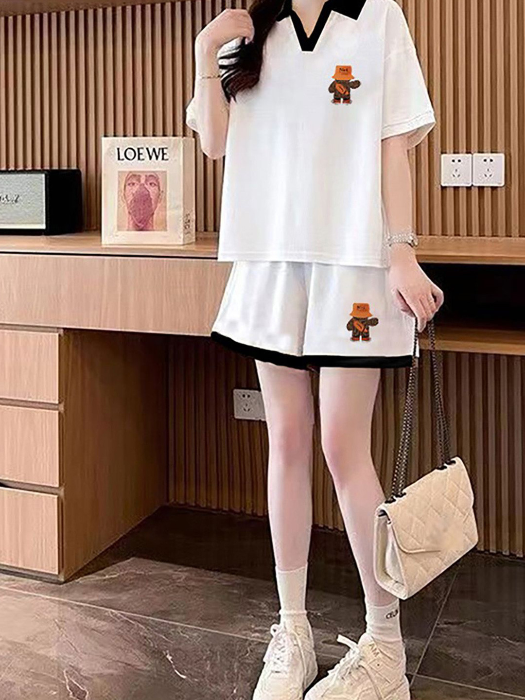 JC Mode Shirt Collar T-Shirt With Shorts Co-Ords