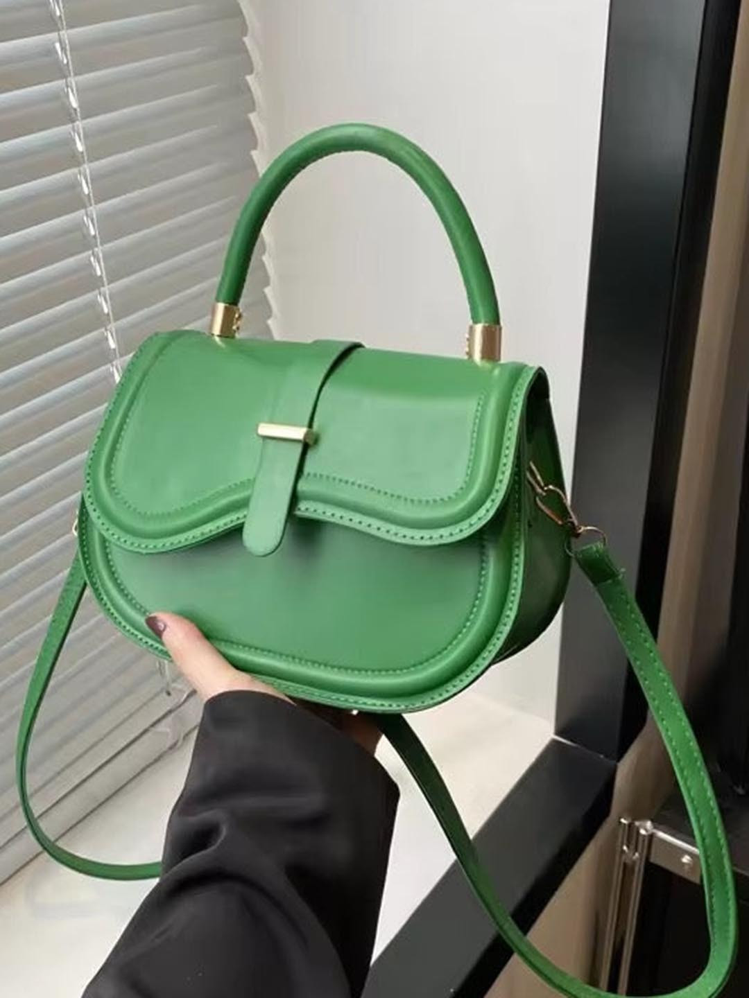 THEPANDASTOREE Structured Top-Handle Crossbody Handheld Bag with Cut Work