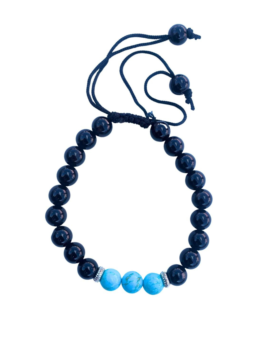 Apnisanskriti Unisex Black Onyx Shine Turquoise Stone Bracelet
