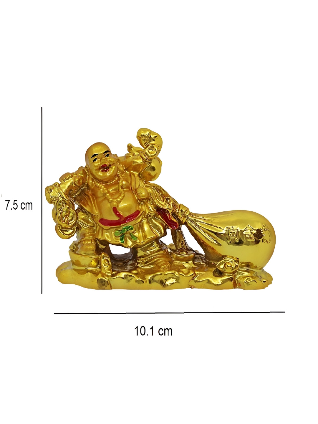 Aura Gold-Toned & Red Laughing Buddha Idol Showpiece