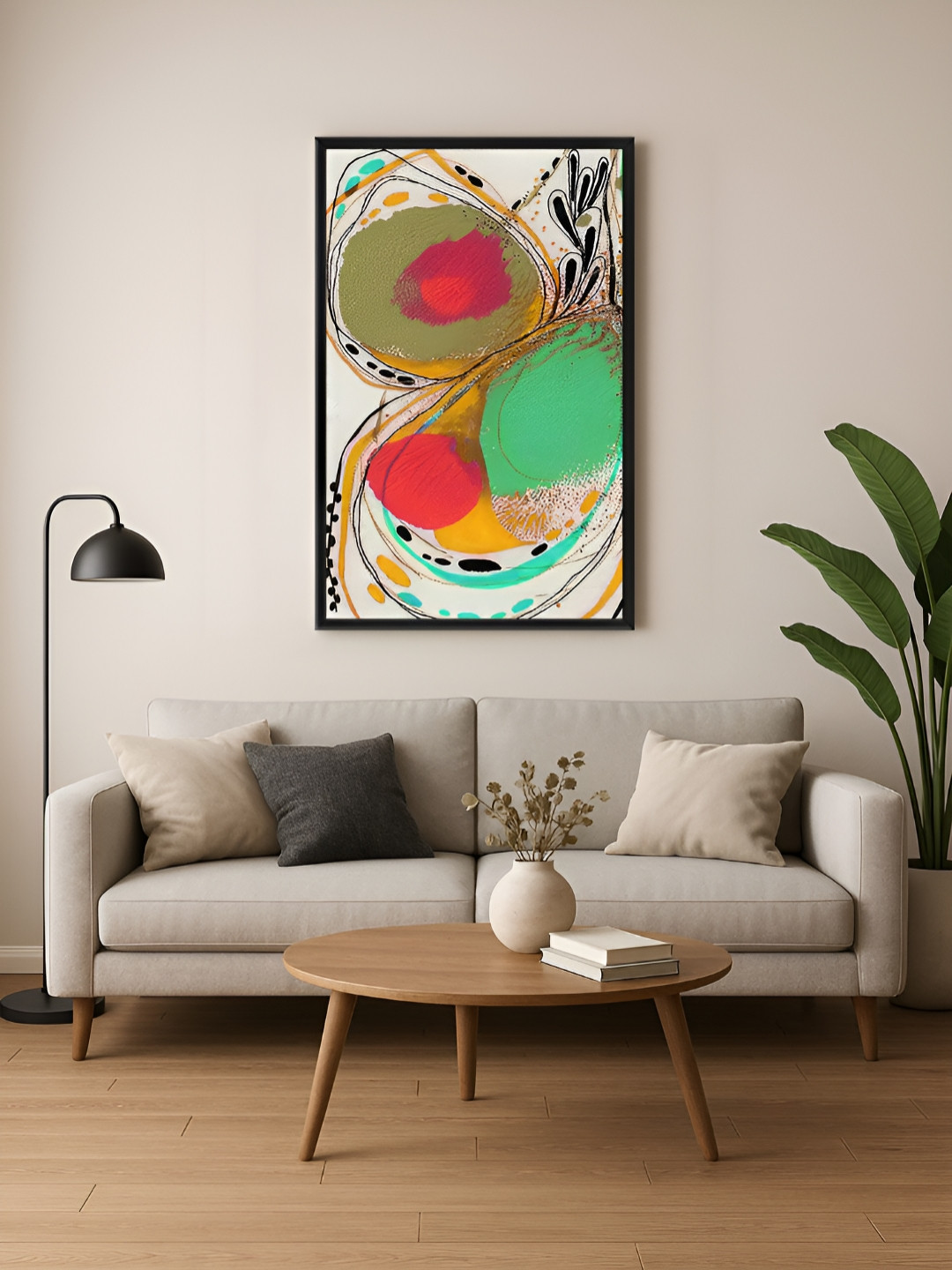 999Store Black & Green Abstract Canvas Wall Art