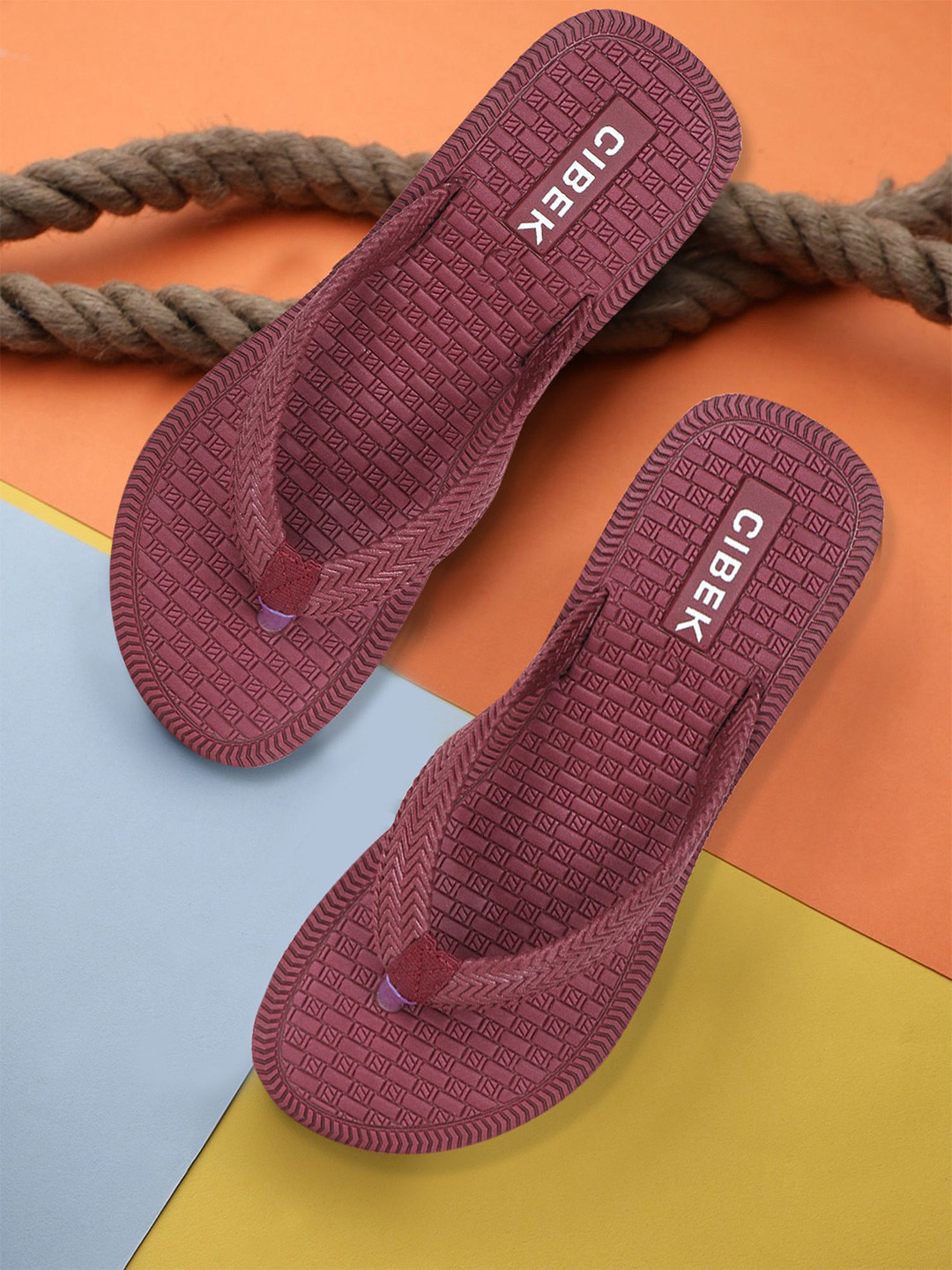 CIBEK Women Self Design Thong Flip-Flops