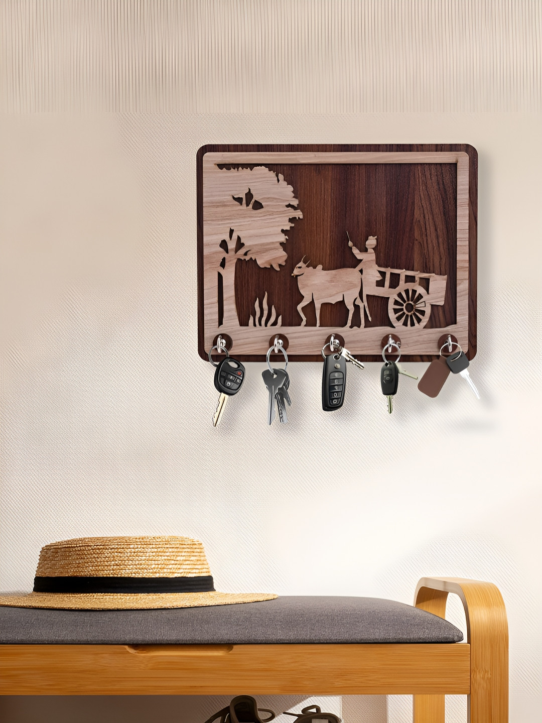 Myntra Elegant Homes Brown MDF Bullock Cart Key Holder