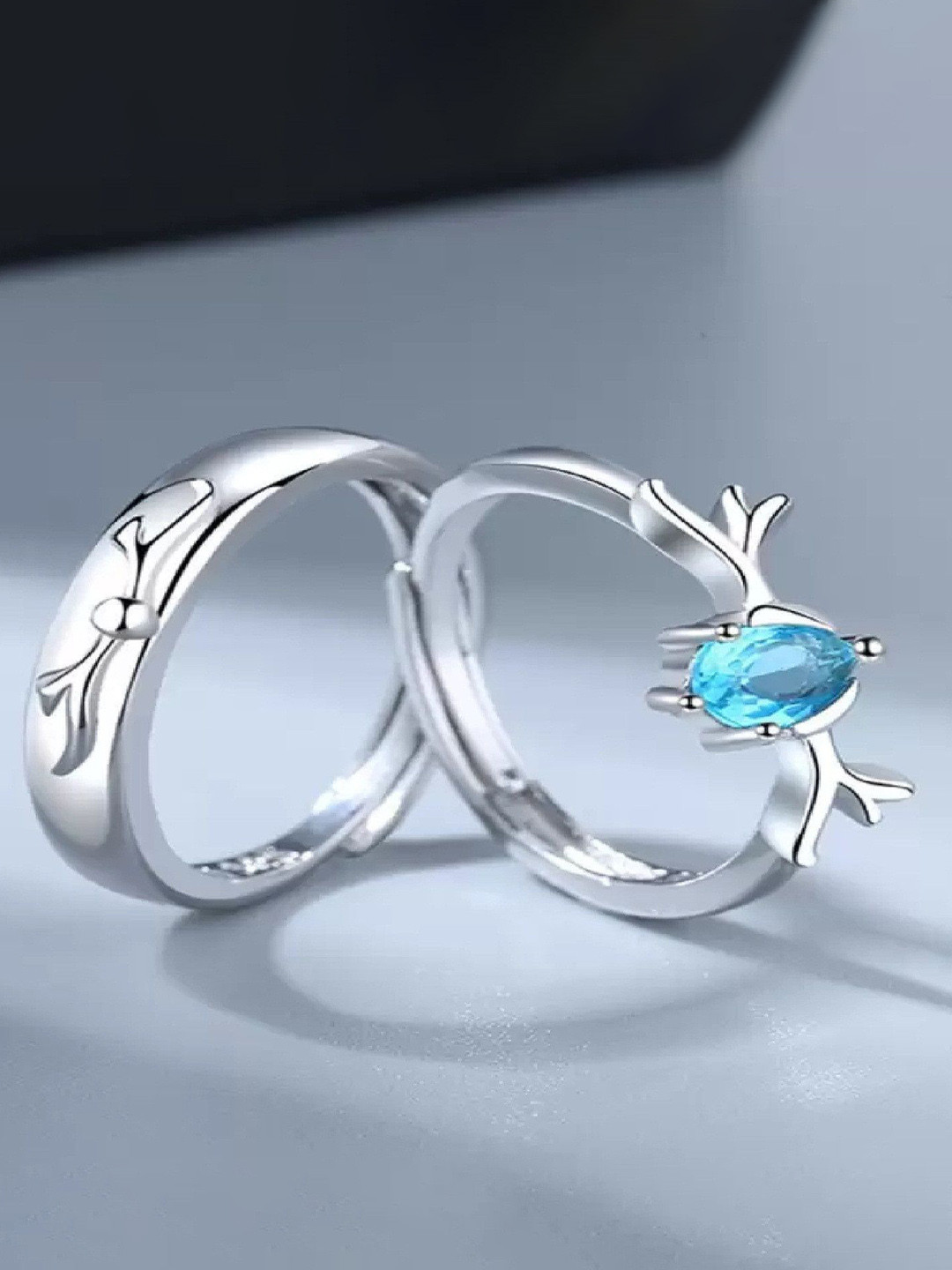 Crazy Fashion Unisex Set Of 2 Stainless Steel Couple Ring