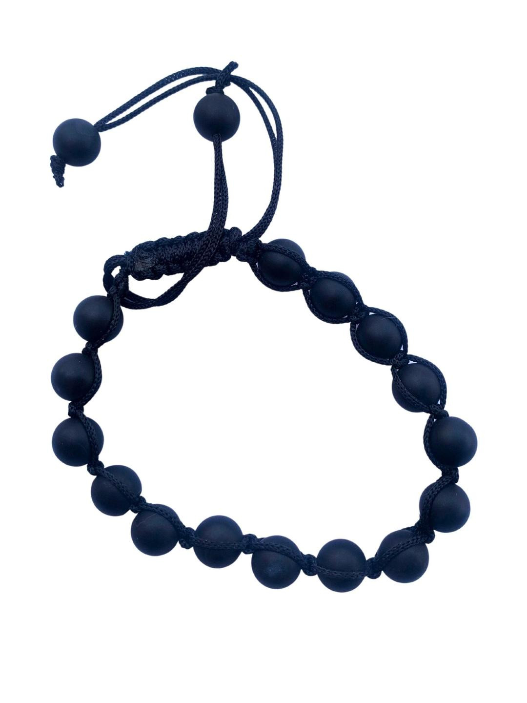 Apnisanskriti Unisex Black Onyx Matt Stone Bracelet Designer Thread