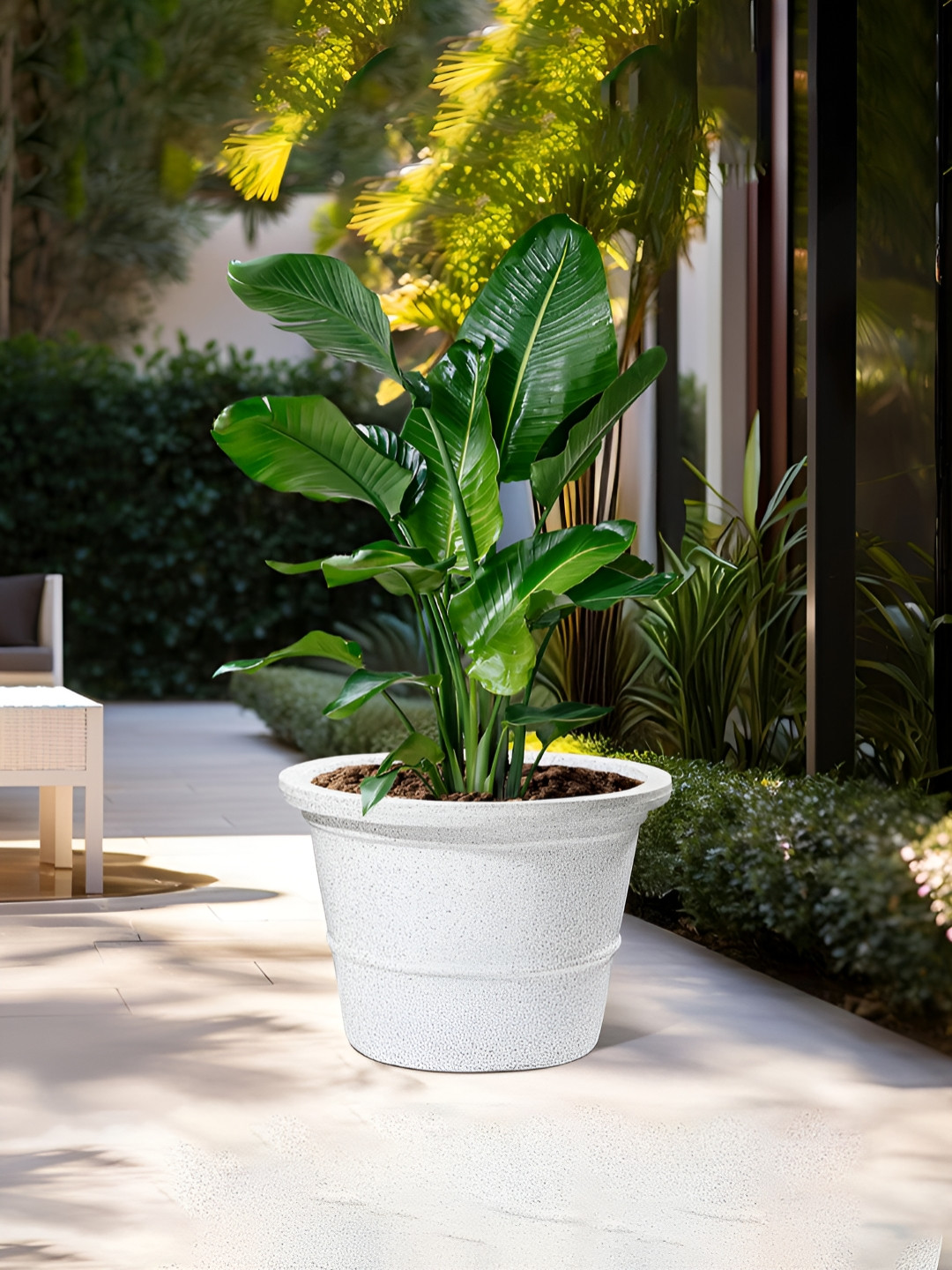 Myntra Elegant Homes White Textured Marble Unbreakable UV Protected Planter