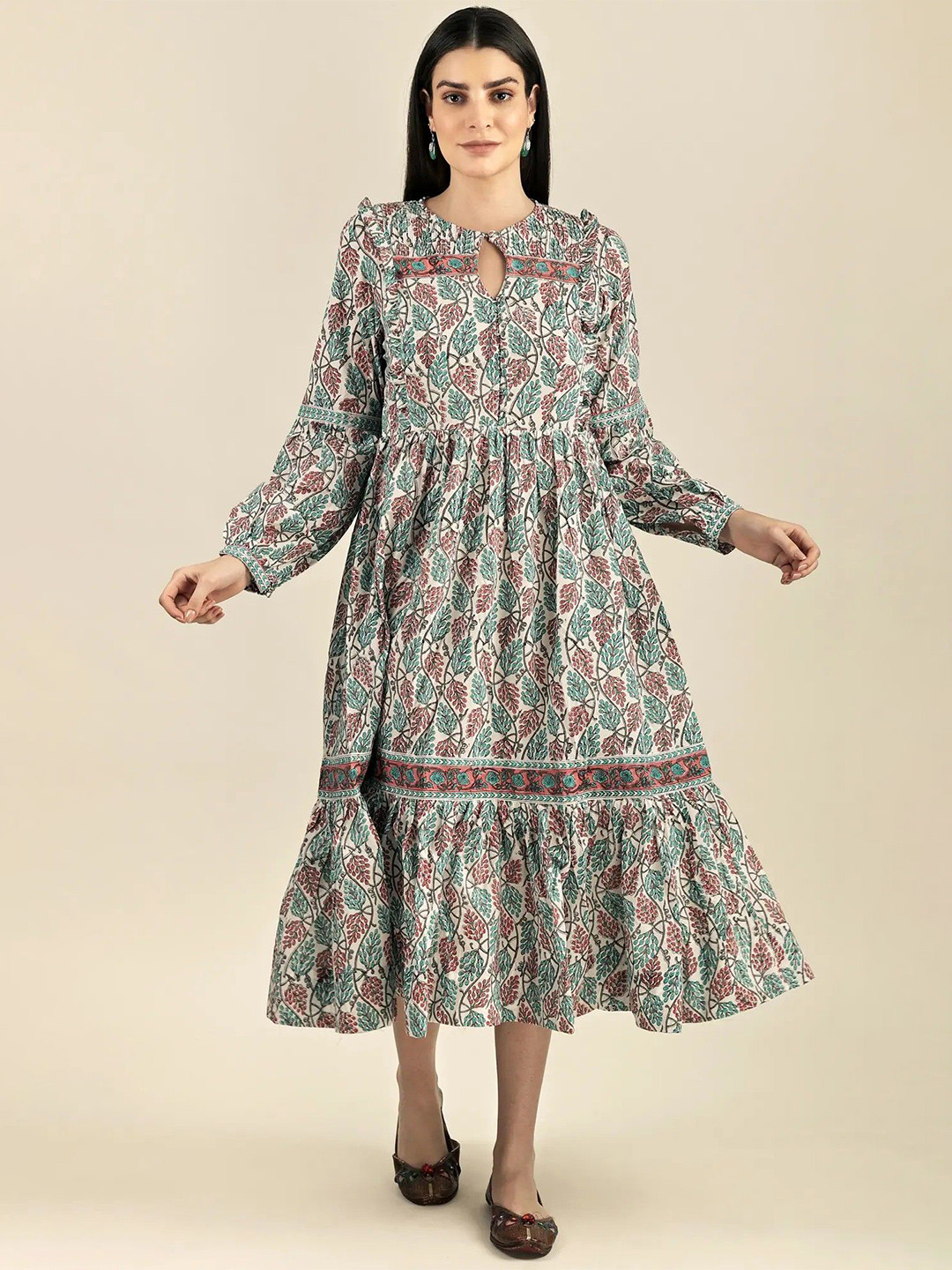 Exotic India Women Ayana A Beautiful Flower Printed Dress