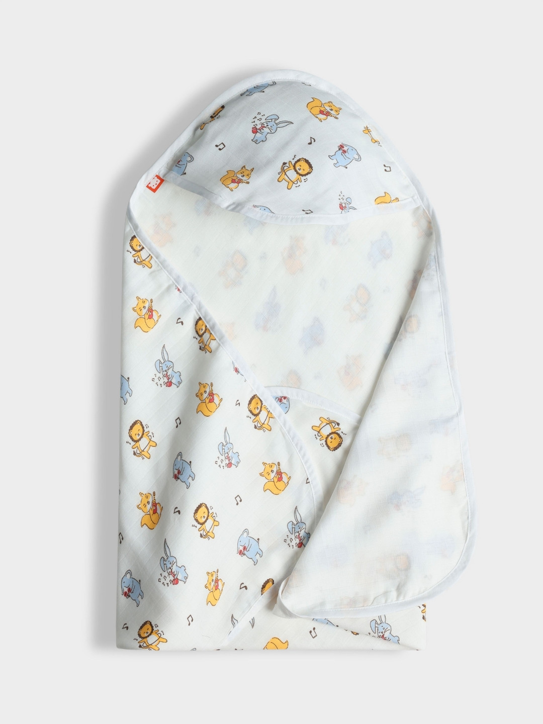 Orange Sugar White & Blue Printed Cotton 110 GSM Bath Towel