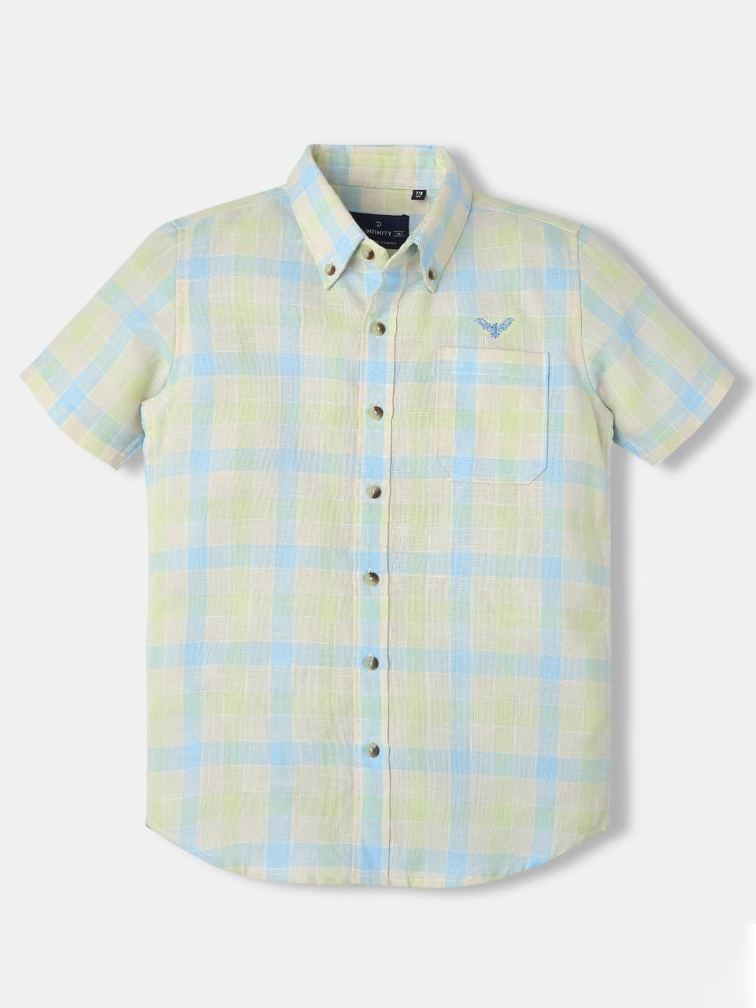 Infinity Boys Tailored Fit Checked Spread Collar Casual Cotton Shirt