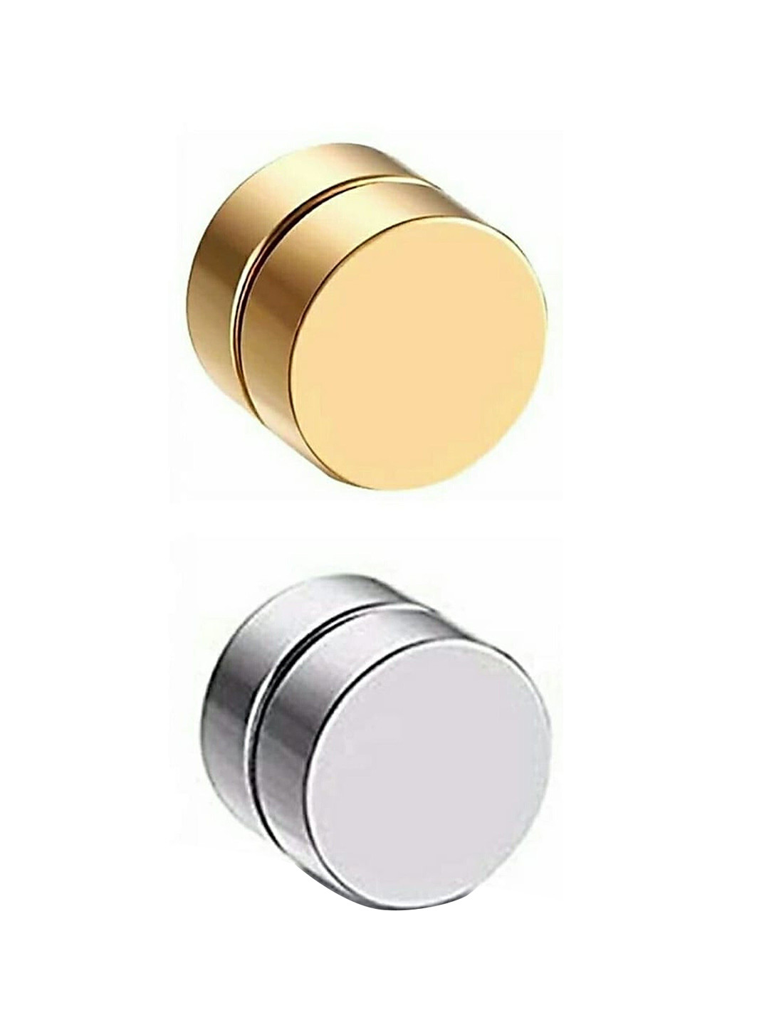 Crazy Fashion Set Of 2 Unisex Stainless Steel Magnetic Circular Studs