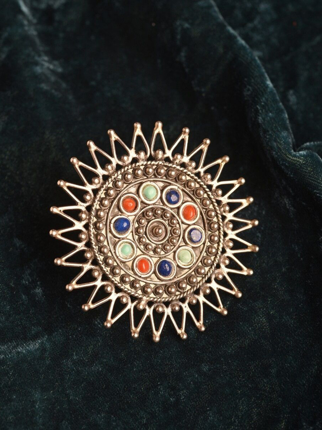 Arte Jewels 925 Sterling Silver Stone-Studded Ring