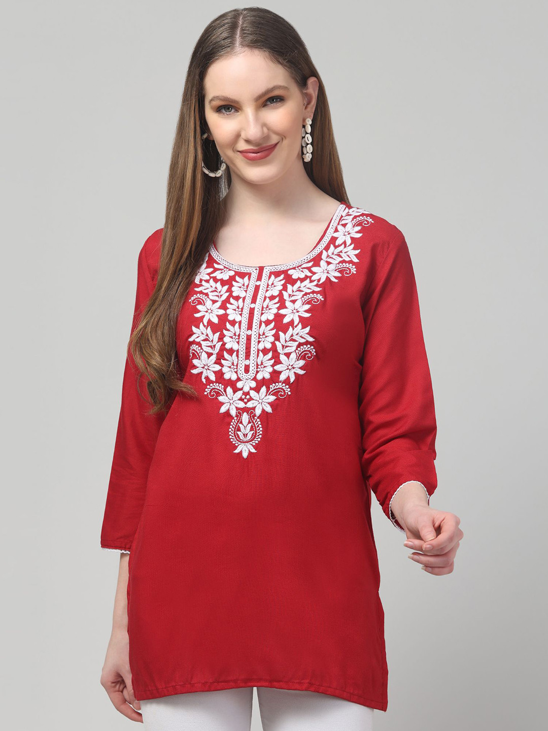 STYLE PREZONE Women Ethnic Motifs Embroidered Chikankari Kurti