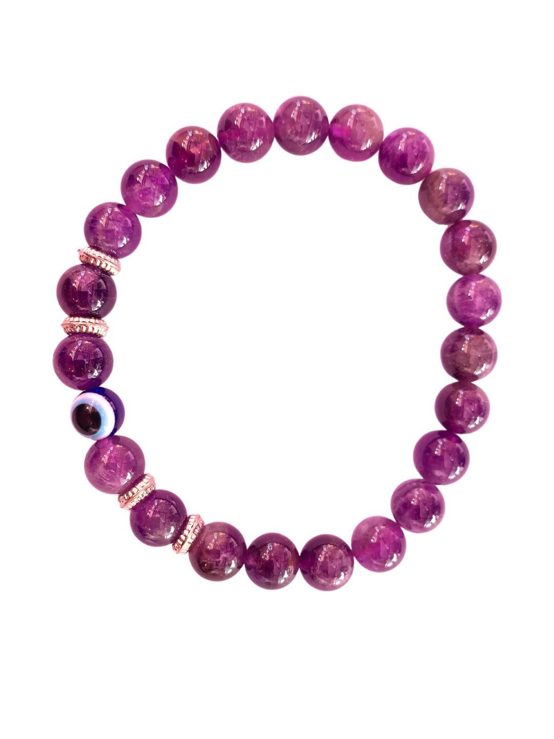Apnisanskriti Unisex Evil Eye Amethyst Stone Bracelet