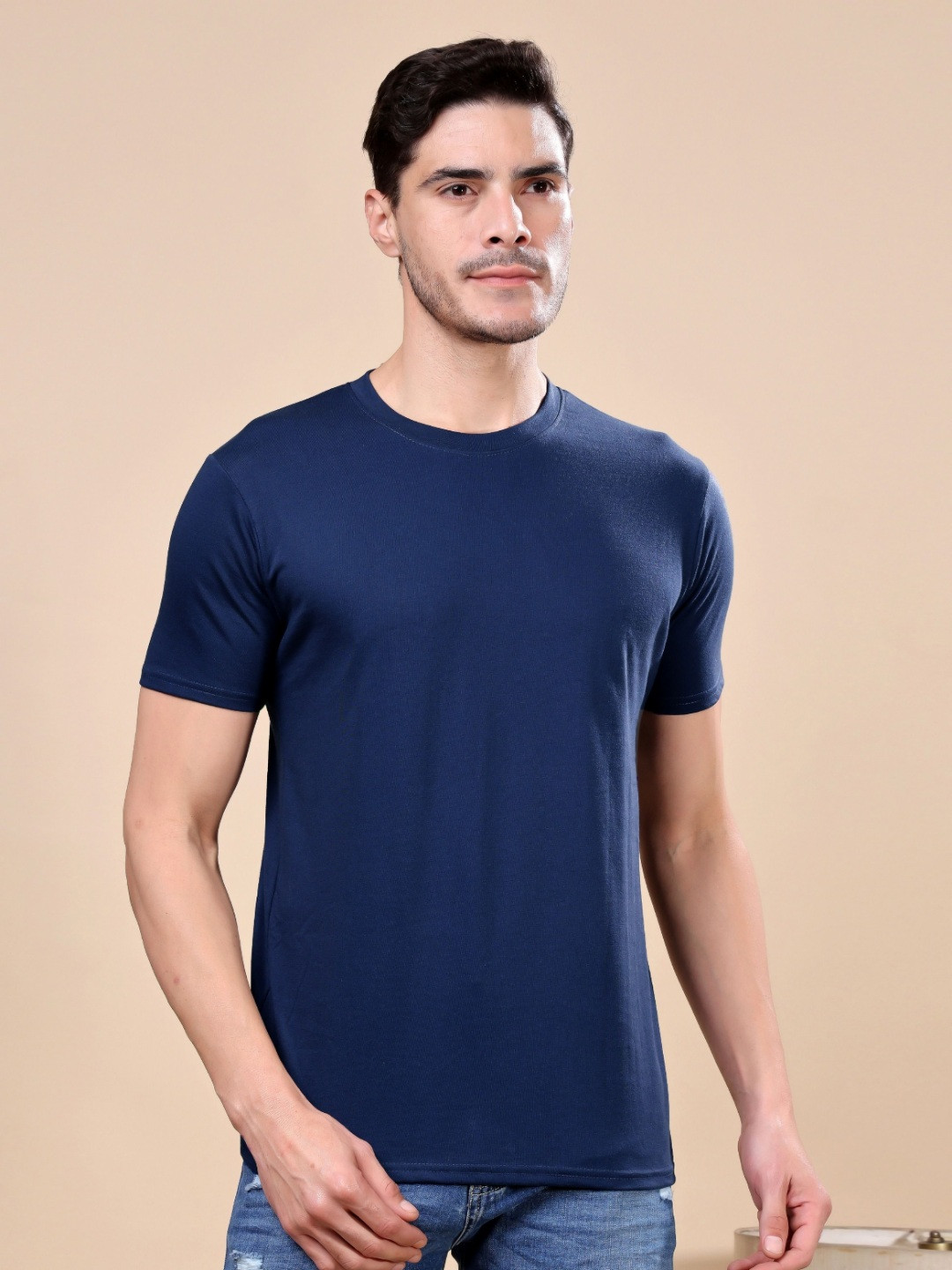 TQH Men Round Neck Short Sleeve Slim Fit T-shirt