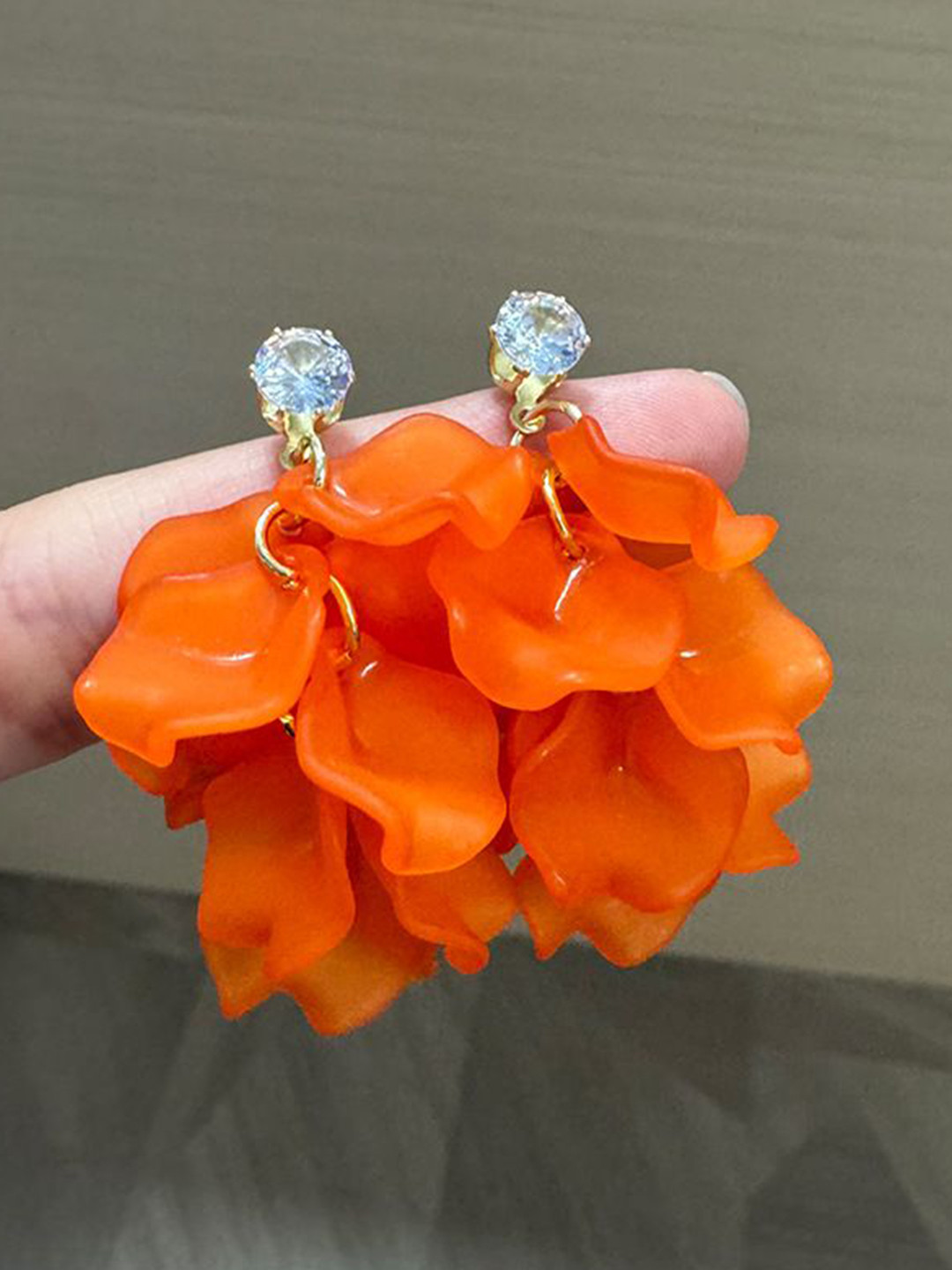 StyleCast x Revolte Plastic Cubic Zirconia Studded Leaf Shaped Drop Earrings