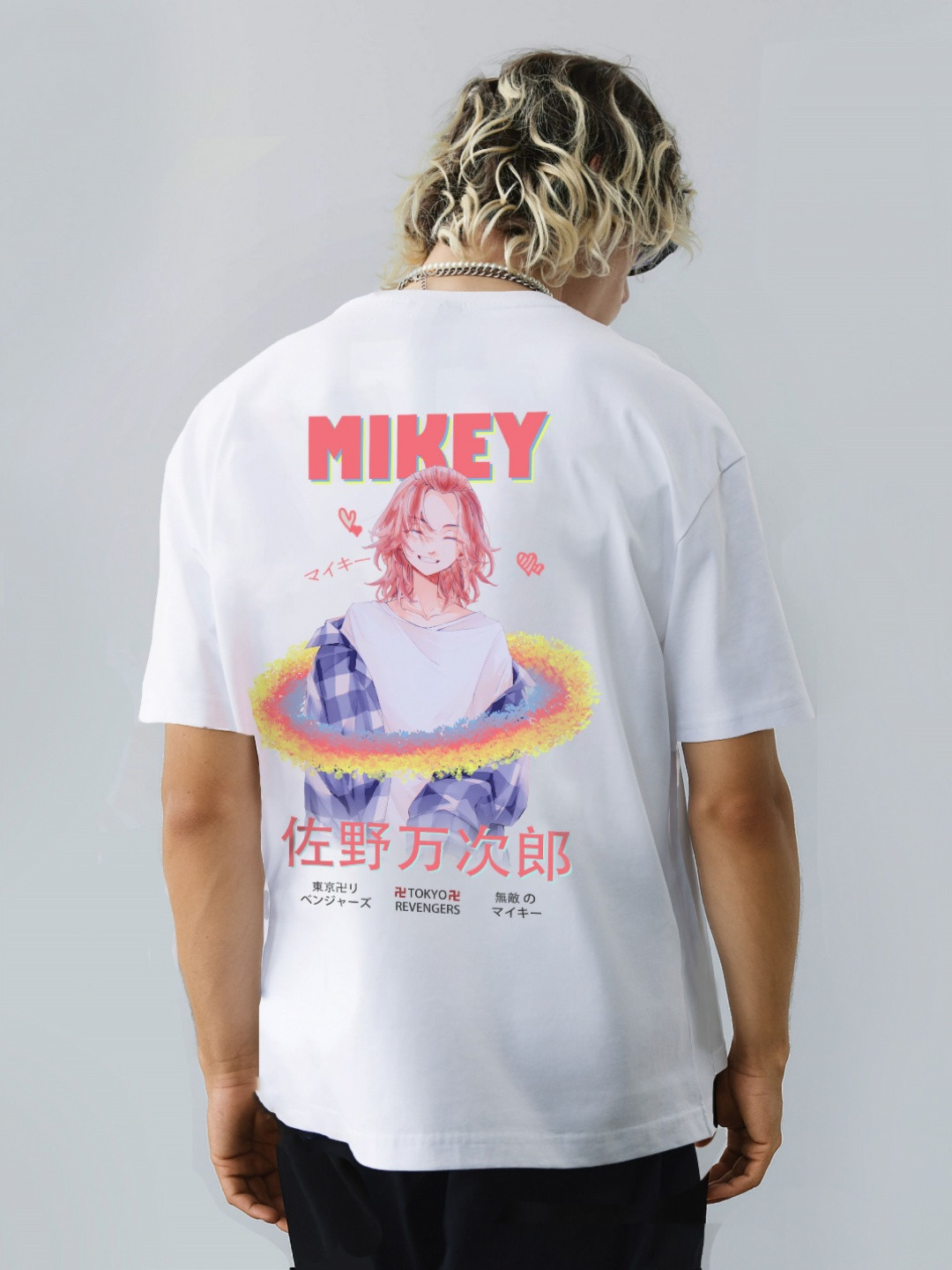 WHITE HUSK Mikey Tokyo Revengers Anime Printed Oversized T-shirt