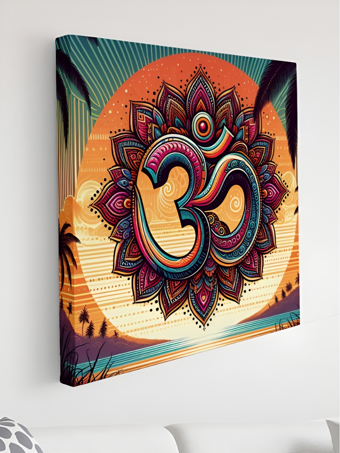 SAF Om Symbol Canvas Wall Square Paintings Wall Art - 24 x 24 In