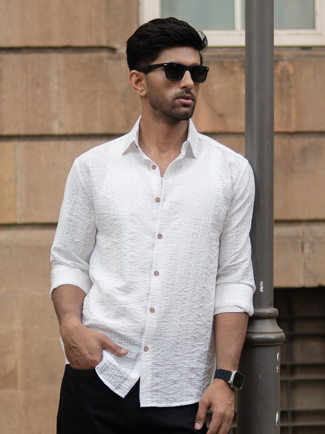 Powerlook SS25 Structure Vertical Striped Casual Shirt