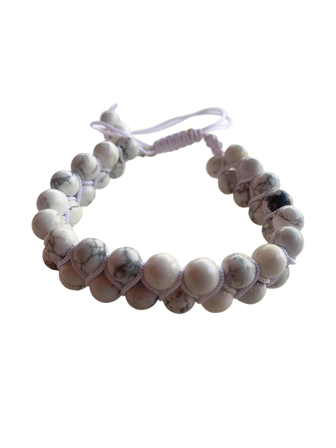 Apnisanskriti Unisex White Hawlite Stone Bracelet