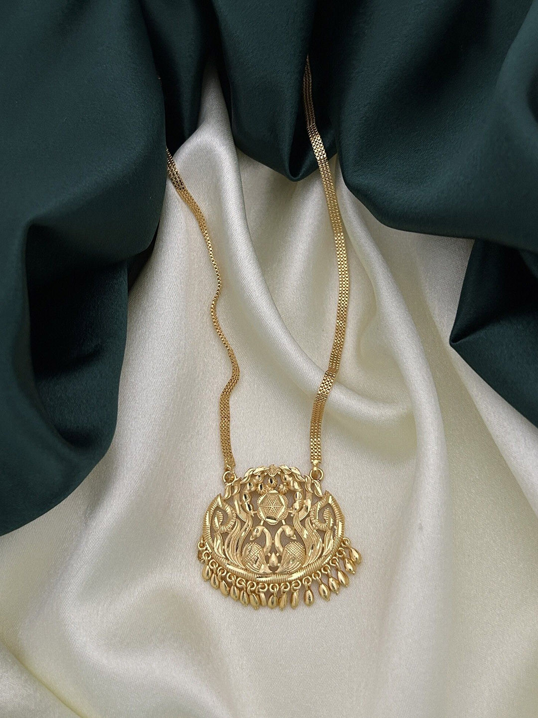 ROFARWORD Gold-Plated Peacock Statement Necklace