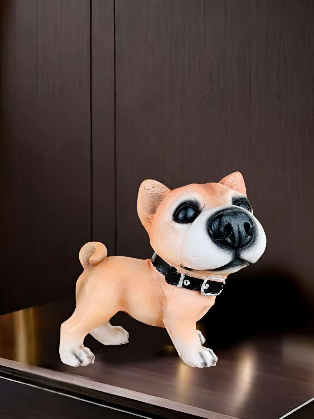 Go Hooked Dog Collar Camel Brown Polyresin Natural Living Room Small Showpiece - 7.9 Inches