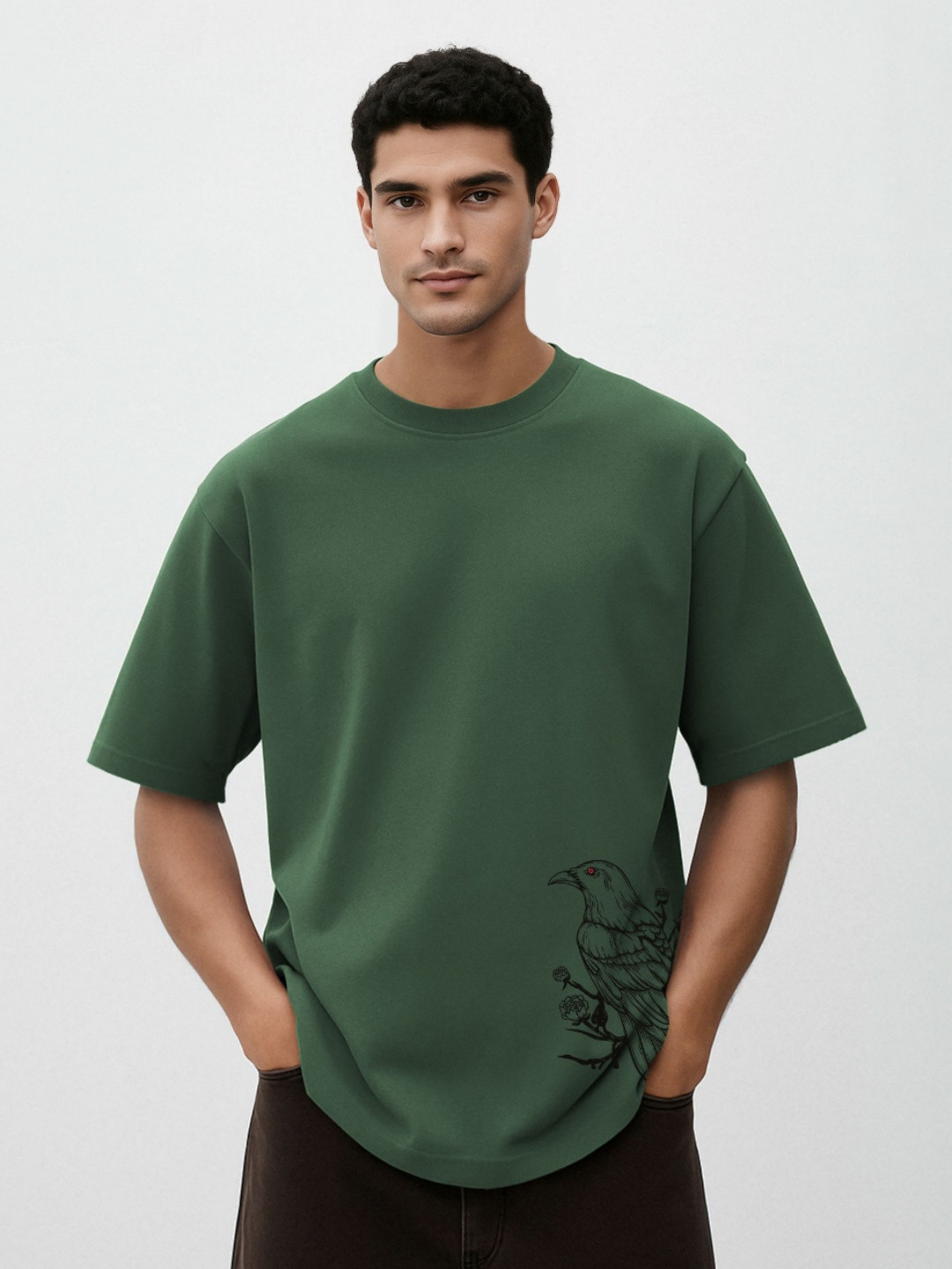 WHITE HUSK Men Itachi Naruto Anime Printed Round Neck Cotton Oversized T-shirt