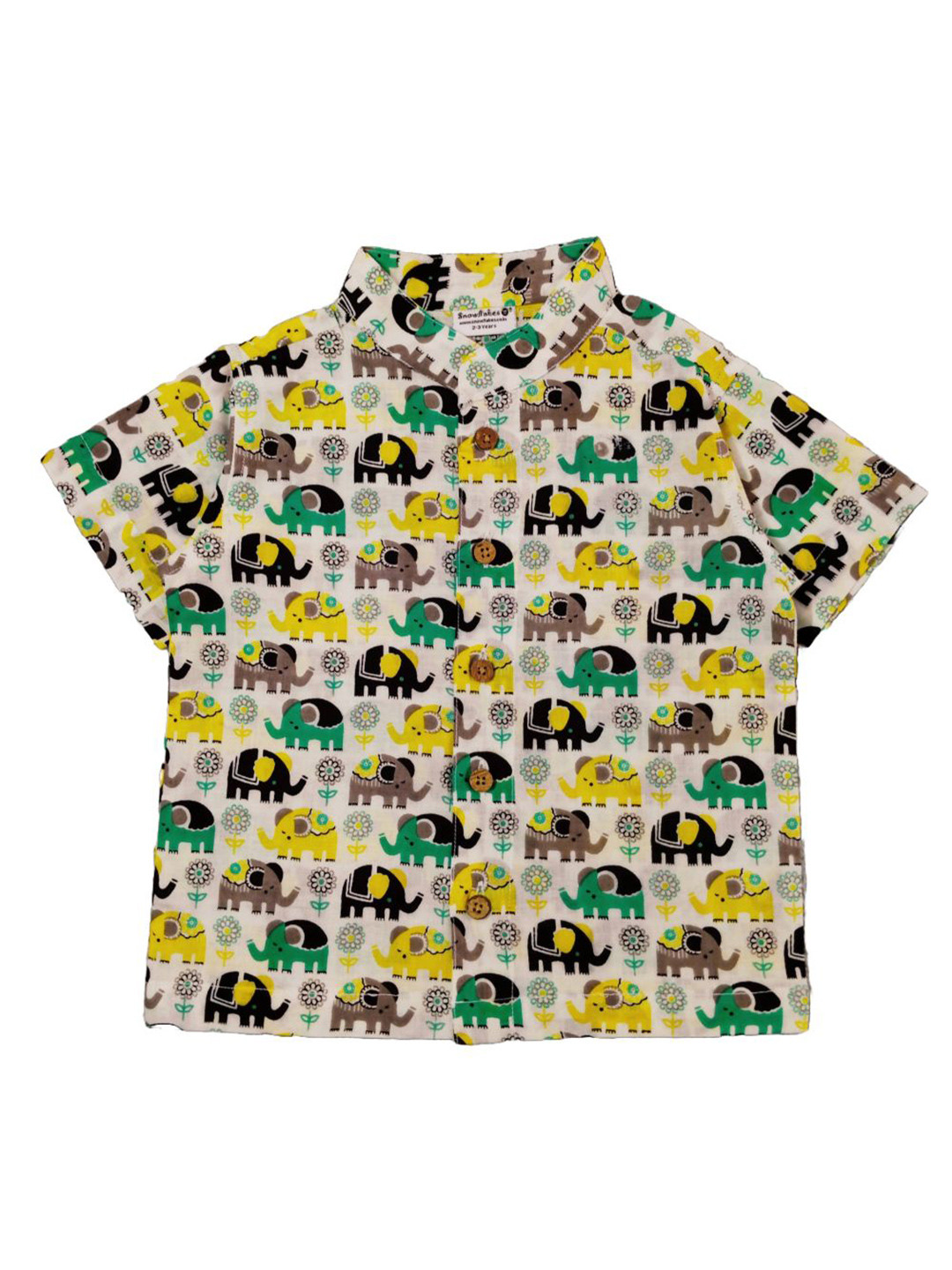 SNOWFLAKES Boys Animal Printed Spread Collar Short Sleeves Comfort Casual Cotton Shirt