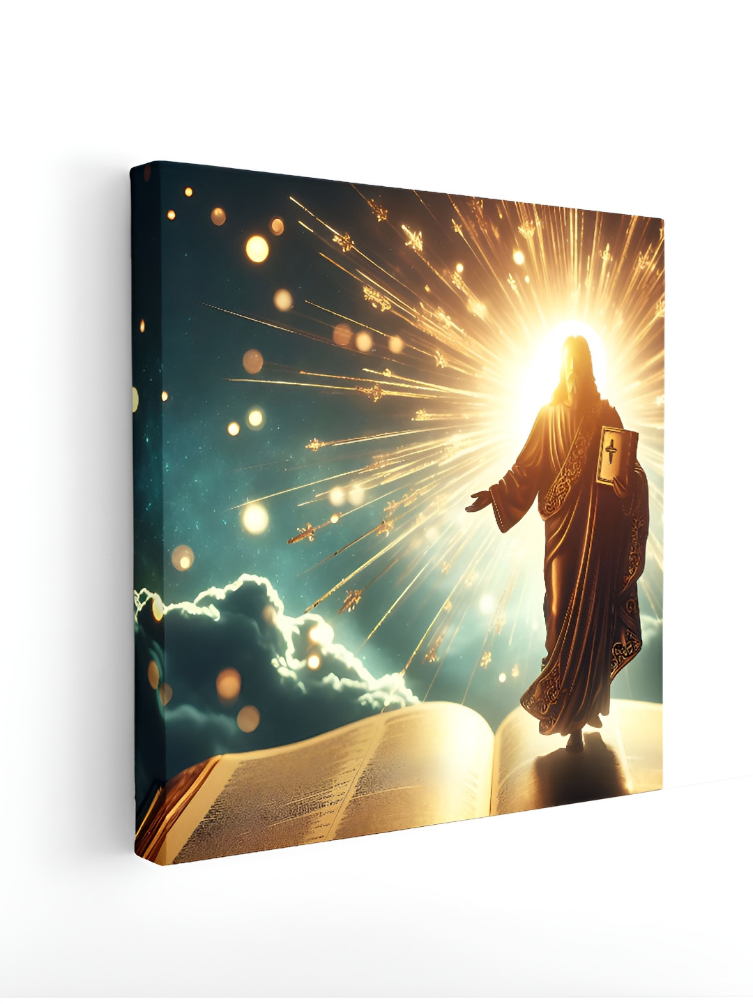 SAF Jesus & Bible Canvas Wall Square Paintings Wall Art -30 x 30In