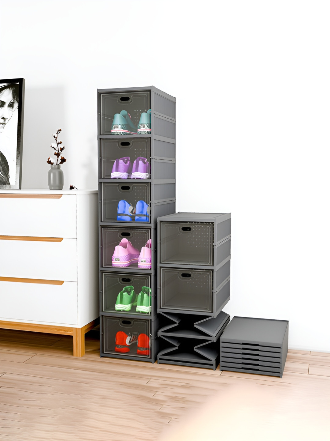 Myntra Elegant Homes Grey 6-Tier Foldable Storage Racks