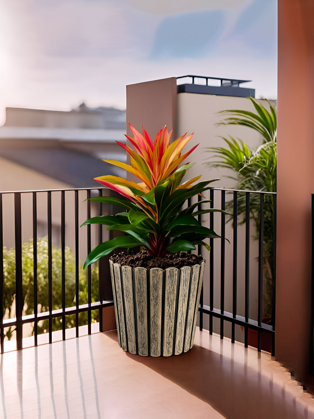 Myntra Elegant Homes Brown Textured Weather-Resistant Planter