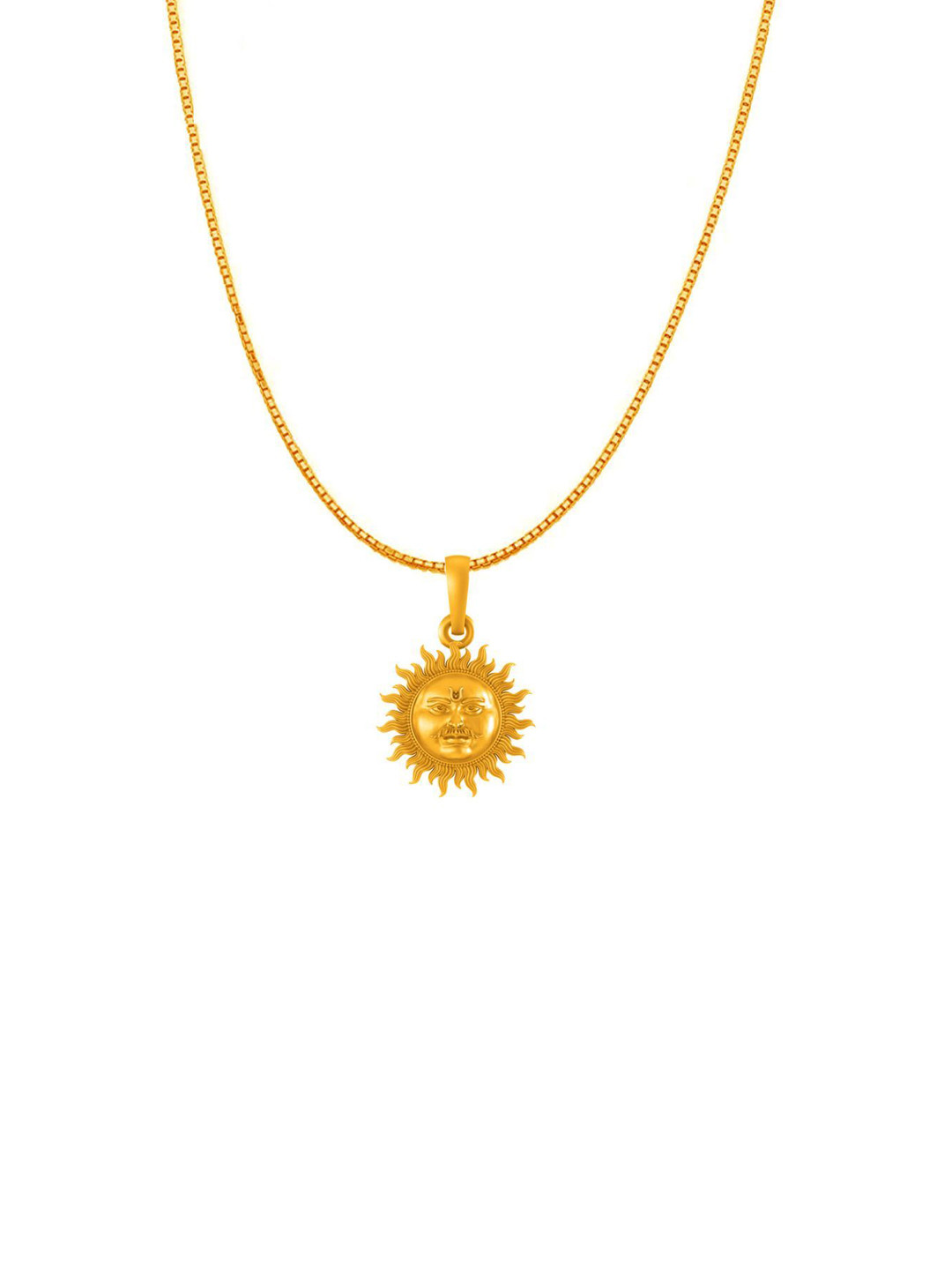 AKSHAT SAPPHIRE Men 925 Sterling Silver 22KT Gold-Plated Surya God Pendant with Box Chain